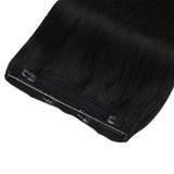 VeSunny Black Hair Extensions Halo Hair with Clip Hidden Invisible Crown Halo Hair Extensions Black Human Hair Straight Halo Extensions Black 80g