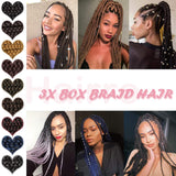 Box Braids Crochet Hair Extensions Pre Braided Box Braid Synthetic Pre Looped Crochet Braids Dreadlocks Ombre Jumpo Braiding Hair For Women 24 inch 24 Strands/Pack 3 Packs/Lot 255g #4