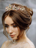 Nicute Bride Wedding Crowns and Tiaras Gold Crystal Bridal Princess Crown with Earrings Opal Headpieces for Women and Girls