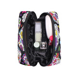 ALAZA Day Of The Dead Sugar Skull Cosmetic Bag Black Zipper Storage Bag Portable Ladies Travel Square Makeup Brushes Bag