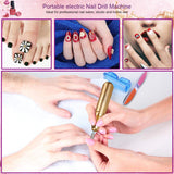 20000 RPM Portable Electric Nail Drill with Nail Decoration Compact Electrical Professional Nail File Kit for Home Use or Beauty Salon (Gold)