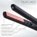 Herstyler Titanium Hair Straightener - 1.5 Inch Flat Iron with Rose Gold Titanium Plates - Enticing Dual Voltage Flat Iron for Silky Hair