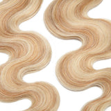 SEGO Wavy Tape in Hair Extensions Human Hair Tape In Real Hair Extensions Body Wave Skin Weft Hair Extensions Invisible Seamless Double Side Tape 40 Pieces Ash Blonde&Bleach Blonde 16inch 100g Wavy