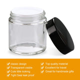 Encheng 12Pack of 4 oz Clear Round Glass Jars, with Inner Liners and black Lids,Empty Cosmetic Containers,Cream jars … …