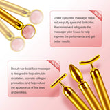 4-in-1 Beauty Bar 24k Golden Pulse Face Massager, Electric Jade Roller Facial Massager Rose Quartz, Arm Eye Nose Massage Stone for Face Lift Anti-Aging Anti-Wrinkles Skin Tightening Face Firming