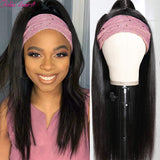 Julia Headband Wigs Straight Human Hair Wigs for Women Glueless Remy Wigs with Free Headbands,10A Malaysian Virgin Hair Non Lace Front Wig 150% Density 14Inch