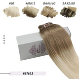 Hair Extensions Clip in Human Hair Moresoo 16 Inch Remy Hair Extensions Color 6 Brown Fading to 613 Blonde Clip ins Human Hair Clips Extensions Full Head Hair 7PCS 100G