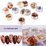 Gold Foil for Nail Art - 24 Boxes Gold Silver Foil Chip Paillette Flake Shell Foil Slice Paillette Stickers Glitter Accessories for Nail Art Design Manicure Decorations Supplies, with Tweezer