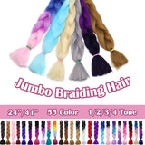 SEGO 24 Inch Jumbo Braiding Hair Jumbo Braid Hair Extensions Long Jumbo Braids for Box Braids Crochet Hair High Temperature Synthetic Fiber Single Color Grey 5 Bundle