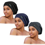 2 Pieces Adjustable Satin Lined Sleep Cap for Curly Hair,Dreadlocks,Braids Available Men & Women