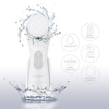 PESSIDO Facial Cleansing Brush, Waterproof Spin Face Brush Set with Holder and 6 Brush Heads, Gentle Exfoliating, Deep Cleansing, Massaging and Removing Blackhead for Women and Men (White)