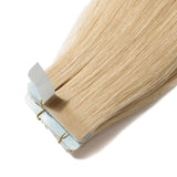 Tape in Hair Extensions Blonde 100% Remy Human Hair 12''-24'' Double Side Tape Seamless Skin Weft Rooted Tape on Natural Hair Extensions 20pcs Long Straight Silky(14 inch 60g,#613 Bleach Blonde)