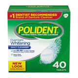 Polident Overnight Whitening, Antibacterial Denture Cleanser, Triple Mint Freshness 40 ea (Pack of 5)