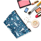 Cosmetic Bags for Women, Large Capacity Travel Makeup Pouch Portable Travel Waterproof Toiletries Accessories Organizer Sea Turtle Gifts (Cartoon Blue Sharks With Sealife)