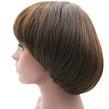 Afro Girls Cosplay Mushroom Wig Short Haircut With Bangs Bob Wig For Black Women (Brown)