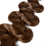18 Inch Tape in Hair Extensions Body Wavy Human Hair 100g Thin Long Hair 40pcs/pack Seamless Skin Weft Glue in Wavy Hairpieces with Invisible Double Sided Tapes #6 Light Brown