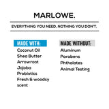 MARLOWE. No. 024 Natural Deodorant for Men 2.5oz | Aluminum Free Stick | Made with Coconut Oil, Shea Butter, Jojoba | Only No-Nonsense Ingredients that Work Best | Fresh & Woodsy Scent