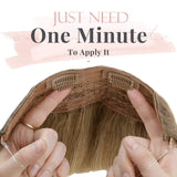 Runature Halo Hair Extensions Human Hair (14 Inches, Color 10P16) Golden Brown with Golden Blonde Human Hair 70g Hidden Fish Wire Hairpiece