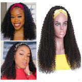 Headband Wig Curly Human Hair Wigs for Black Women 150% Density Brazilian Remy Kinky Curly Headband Wigs Human Hair Glueless None Lace Front Wigs Natural Color (18)