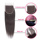 Straight Lace Closure -4"×4"Free Part Lace Closure 8A Grade Unprocessed Virgin Brazilian Hair Lace Closure with Baby Hair,130% Density Natural Black Human Hair Lace Closure Youwin(20 Inch)