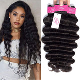 10A Brazilian Hair Weave Loose Deep Wave Human Hair Bundles 12 14 16 inch Grace Length Brazilian Virgin Hair Loose Deep Curly Hair 3 Bundles