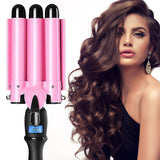 3 Barrel Curling Irons Hair Curling Wands Hair Waver, 1 inch Hair Waving Curler Hair Styling Irons Hair Crimper Deep Waver for Curler Temperature Adjustable with LCD
