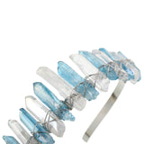 Raw Crystal Quartz Headband Crown - Rhinestone Tiara Mermaid Crown Headband for Women Bride Wedding Parties Hair Hoop (Transparent+Blue)
