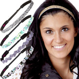 Hipsy Women's Adjustable NO SLIP Pastel Flowers Skinny Headband Gift Packs (Skinny Black/Mint/Glitter 5pk)