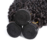 Brazilian Virgin Kinky Curly Human Hair 3 Bundles 8A 100% Unprocessed Curly Wave Human Hair Bundles Kinky Hair Weave Natural Black Color(10-12-14)