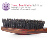 100% Wild Natural Boar Bristle Hair Brush With Wooden Handle for Men and Women's Thin, Fine Hair