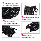 22 Inch Wavy Faux Locs Crochet Hair 7 Packs Curly Goddess Locs Twist Braids Pre-Looped Faux Locs African Roots Dreadlocs Synthetic Hair Extension Soft Locs Braiding Hair for Women (18strands/pack;1#)