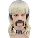 Cosplay Wig for Men with 6 Earrings and Necklace and Mustache