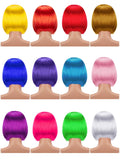 12 Pieces Short Bob Hair Wigs Daily Party Colorful Hairpiece Cosplay Costume Wigs Short Straight Wig for Women Party Supplies