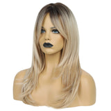 HAIRCUBE Long Layered Synthetic Hair Wigs for Women Blonde with Dark Roots