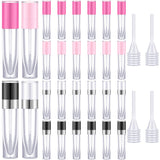 24 Pieces Empty Lip Gloss Tube Bottle Refillable Lip Glaze Bottle with Wand Mini Lip Oil Sample Bottle Container with 4 Funnel for Travel (Light Pink, Black with Silver, White with Silver, Rose Red)