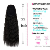 FUT_Forever 22" Long Corn Wave Ponytail Extension Drawstring Ponytail Extension Curly Wavy Ponytail Clip in Hair Extensions Synthetic Hairpieces for Women (4#)