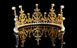 Faux Pearl Clear White Austrian Crystal Rhinestone Hair Tiara Crown Headband Birthday Princess Queen Cake Topper Bridal Pageant Jewelry Wedding T12105 Gold Plated