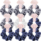 Bachelorette Party Hair Ties 9 PCS-Bachelorette and Wedding Shower Party Favors for Bridesmaids, Hair Scrunchies-Satin Bridesmaid Gift for Wedding Parties(White & Blue)