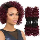 FASHION LINE 4 Bundles Deep Wave Short Bob Style Ombre 1B/99J Virgin Human Hair Bundles 50g Two Tone Burgundy Red Brazilian Hair Weave 10”