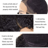 DQ Kinkys Curly Afro Lace Front Wigs Synthetic 16 Inch L Part Heat Resistant Replacement Wigs for Women, Hand Tied Natural Hairline Half Machine Made 90% Black Color Mixed 10% 99J(16 inch, Mixed 99J)