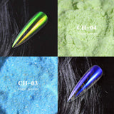 Ice Transparent Aurora Nail Powder - PrettyDiva 6 Colors Christmas Jelly Neon Rainbow Laser Chameleon Powder with Multi Chrome Mirror Effect Iridescent Pigment Glitter Fairy Dust Nail Art Decorations