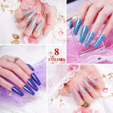wakaniya Dip Powder Nail Kit- 8 Colors Glitter Sparkle Nail Dip Powders with 4 Base Top Coat Activator and Brush Saver Manicure Kit for Nail Beginners DIY and Professional Salon NO UV/LED Curing