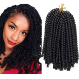 3 Pack 8 inch Spring Twist Crochet braids bomb twist crochet hair ombre spring twists fluffy twist braiding Hair passion twists Low Temperature Kanekalon Synthetic Fiber hair Extension(1#)