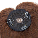 Clip In On Hair Topper with Bangs 100% Real Human Hair Toppers Mono Base Crown Topper with Wispy Bangs Middle Part Top Hairpiece for Women with Hair Loss Thinning Hair 14 Inch 4# Medium Brown