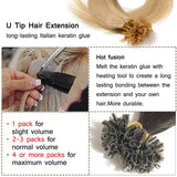 SEGO U Tip Hair Extensions Human Hair Pre Bonded Keratin Fushion Nail Tip Human Hair Extensions 100% Real Remy Hair Silky Straight 100 Strands/Pack 50g 24 Inch #24 Natural Blonde