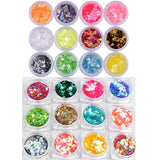 Minejin Nail Art Round Mermaid Glitter Sequins With Broken Shell Glass Paper Candy Foil Paillette Flakes Diy Tips 2 Set