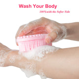 HEETA 2-Pack Body Brush for Wet and Dry Brushing, Silicone Bath Brush for Gentle Exfoliating on Softer, Glowing Skin, Gentle Massage with Bath Brush to Improve Your Blood Circulation (Pink & Green)