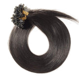 SEGO U Tip Hair Extensions Human Hair Pre Bonded Keratin Fushion Nail Tip Human Hair Extensions 100% Real Remy Hair Silky Straight 100 Strands/Pack 50g 16 Inch #1B Natural Black