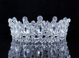 Stunning Mid-size Full Round Crown White Clear Austrian Crystal Rhinestone Beauty Queen Princess Hair Tiara Jewelry Silver Parade Costume Headband Veil Headpiece Prom Pageant Bridal T1927