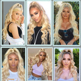 Earfodo Blonde Wavy Ponytail for Women Long Darwstring Ponytail Extension Clip in Hairpiece 24" Natural Looking